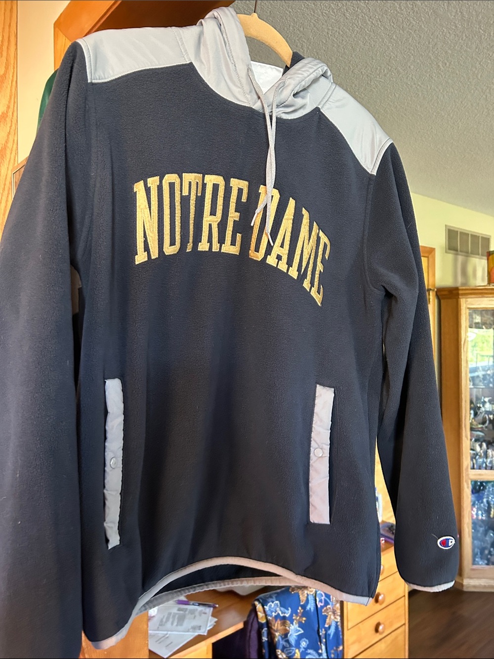 Champion Navy Crewneck Sweater with Light Gray Accents
